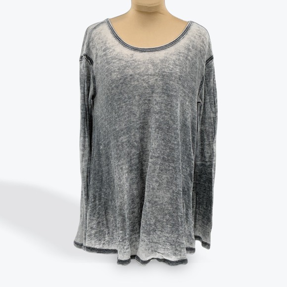 Free People Tops - Free People Gray Tie Dye Long Sleeve Thermal Knit Top Women's S P